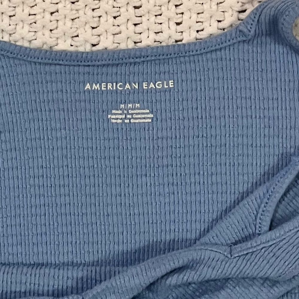 American Eagle Outfitters Blue Ruched Crop Tank Top - Picture 3 of 3